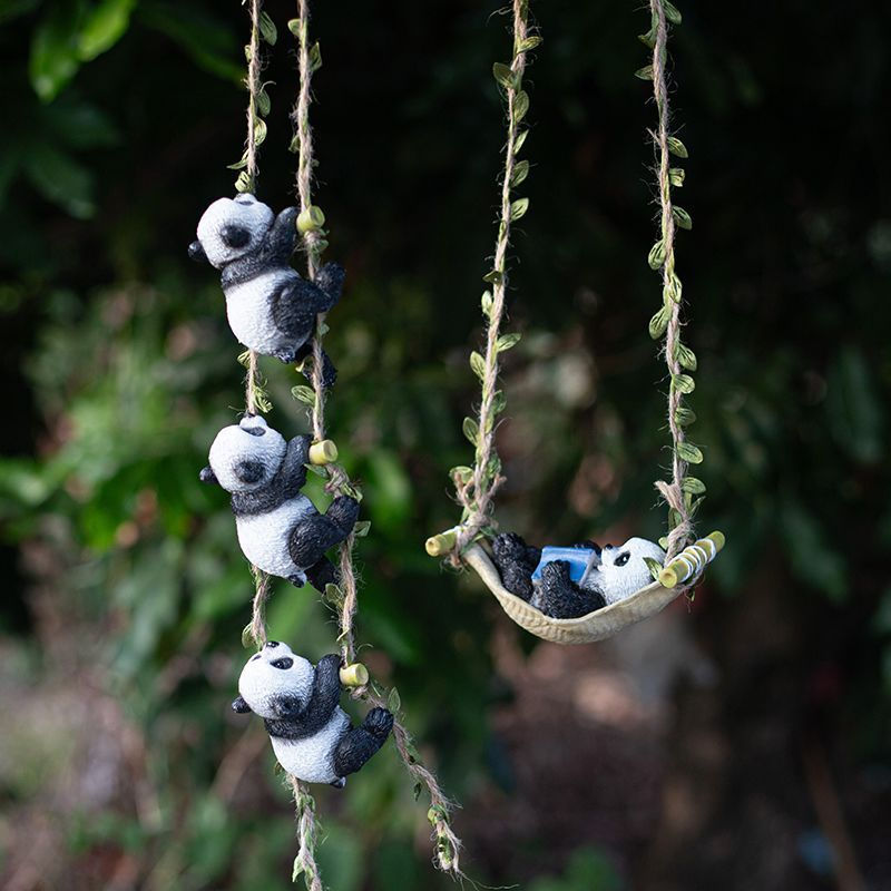 TQ~Simulated Cartoon Panda Pendant Garden courtyard Resin ornaments for villa balconies, beautiful g