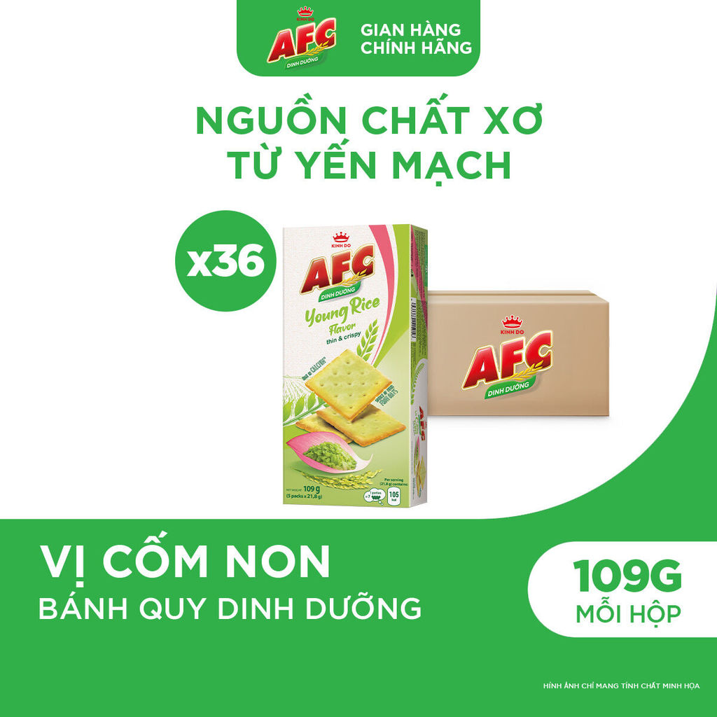 Thùng 36 Hộp Bánh Quy Dinh Dưỡng AFC Vị Cốm Non 109g