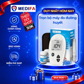 Máy đo đường huyết sinocare safe-accu chính hãng, bảo hành trọn đời, kèm bút chích máu, 25 que & 25 kim
