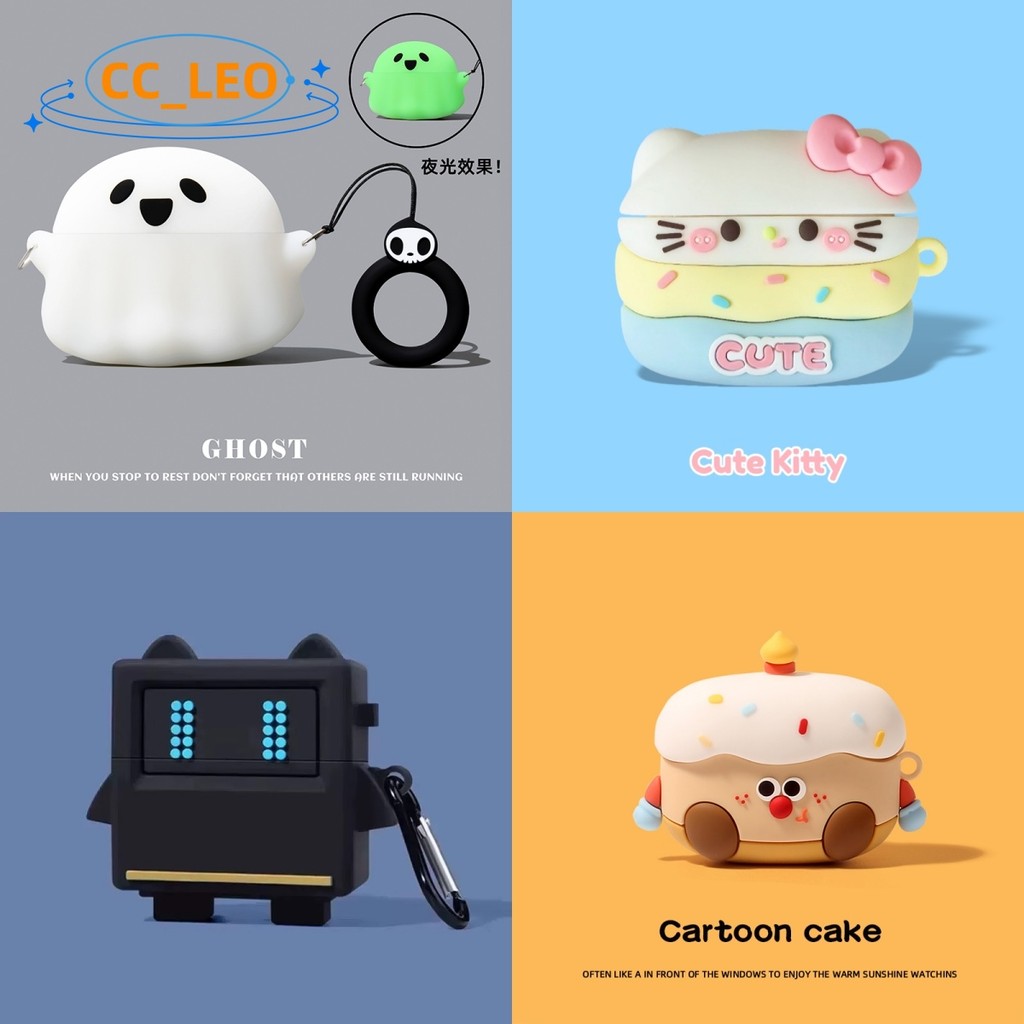 Suitable for Baseus Bass BS1 NC Case 3D Cute Cake Cartoon Ghost Silicone Soft Case Compatible with B