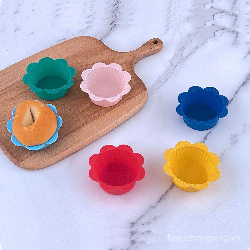 Silicone Muffin Cốc Dày 8G Hình Hoa Muffin Cốc Bánh Lót Nướng Silicon Muffin Cốc Bánh Khuôn ZNTG