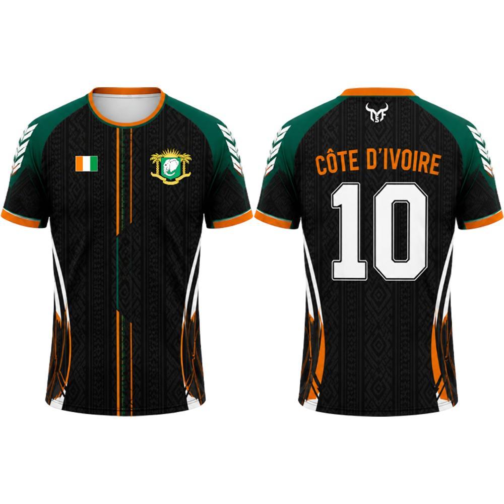 Mới Cote D 'Ivoire Cờ In Áo Thun Nam Thể Thao Tập Gym Nhanh Khô Bóng Đá Tee Unisex Cổ Tròn Ngắn Tay 