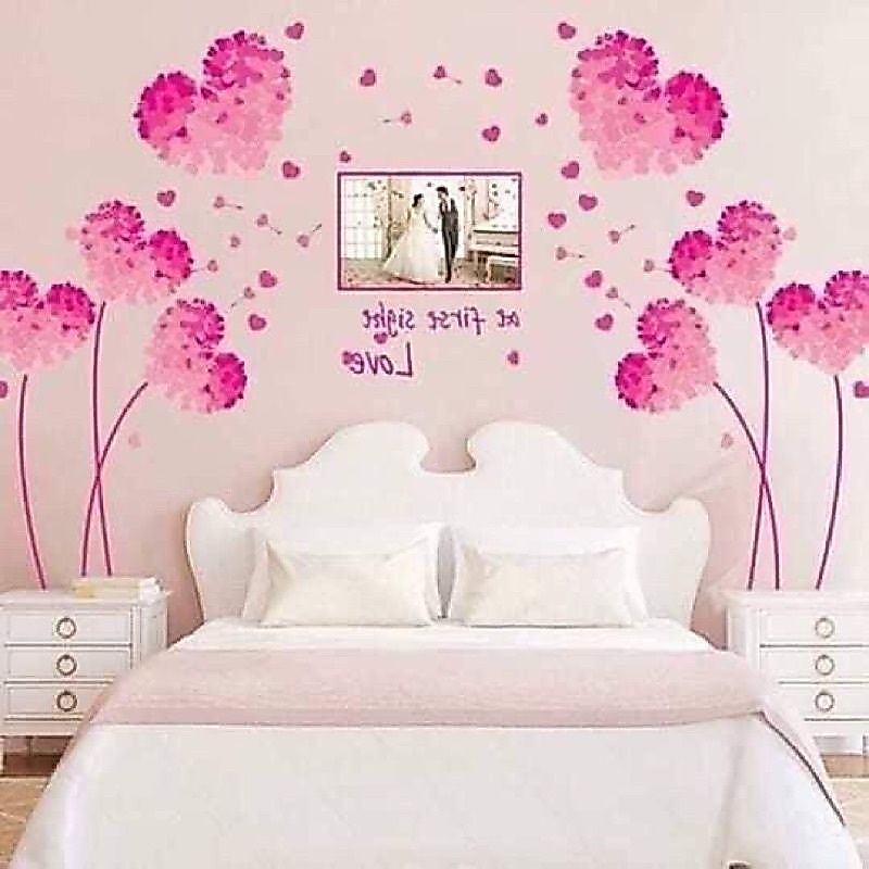 Decal dán tường tim hồng(combo 2 tranh)