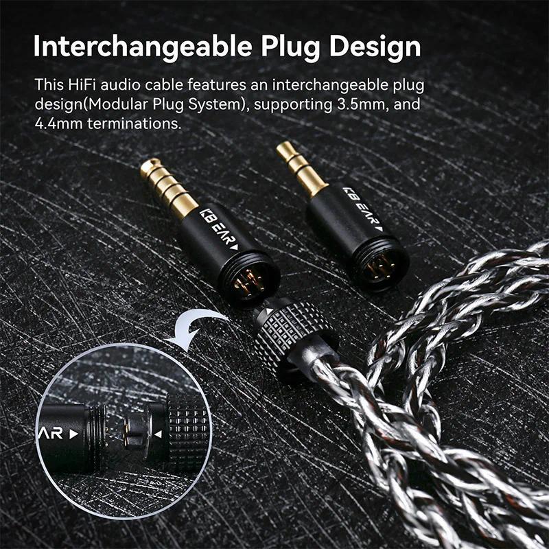 Cáp Tai Nghe KBEAR P34 Với 0,78mm 2Pin 5N 2 Dây 98-Core OFC Dây HiFi Mạ Bạc Có Đầu Cắm Cho KZ Duonic