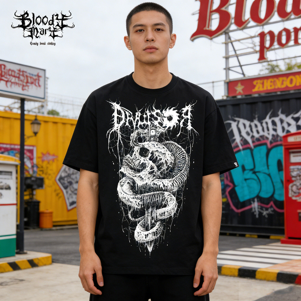 300GSM Heavyweight · Soft-Washed – Dark Punk Priest Skull Tee, Priest / Skull / Font-Restored, No Se