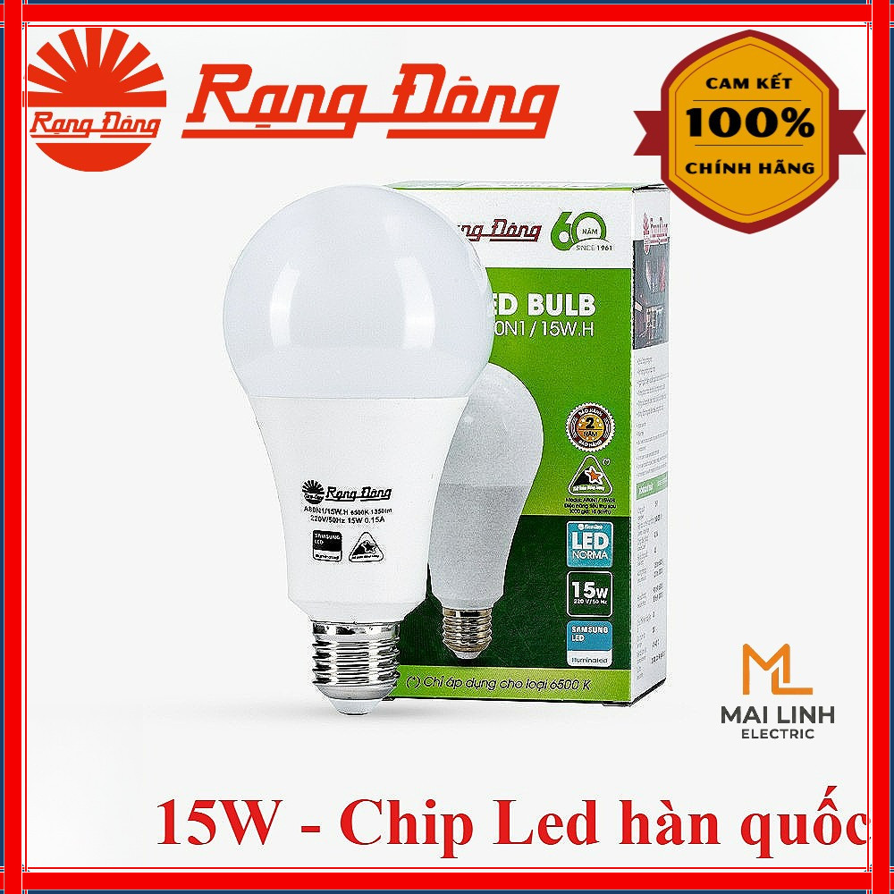Chính hãng Rạng Đông- Bóng đèn Led bulb tròn 15W Đui xoáy E27-Chip Led Hàn Quốc siêu sáng,tiết kiệm 
