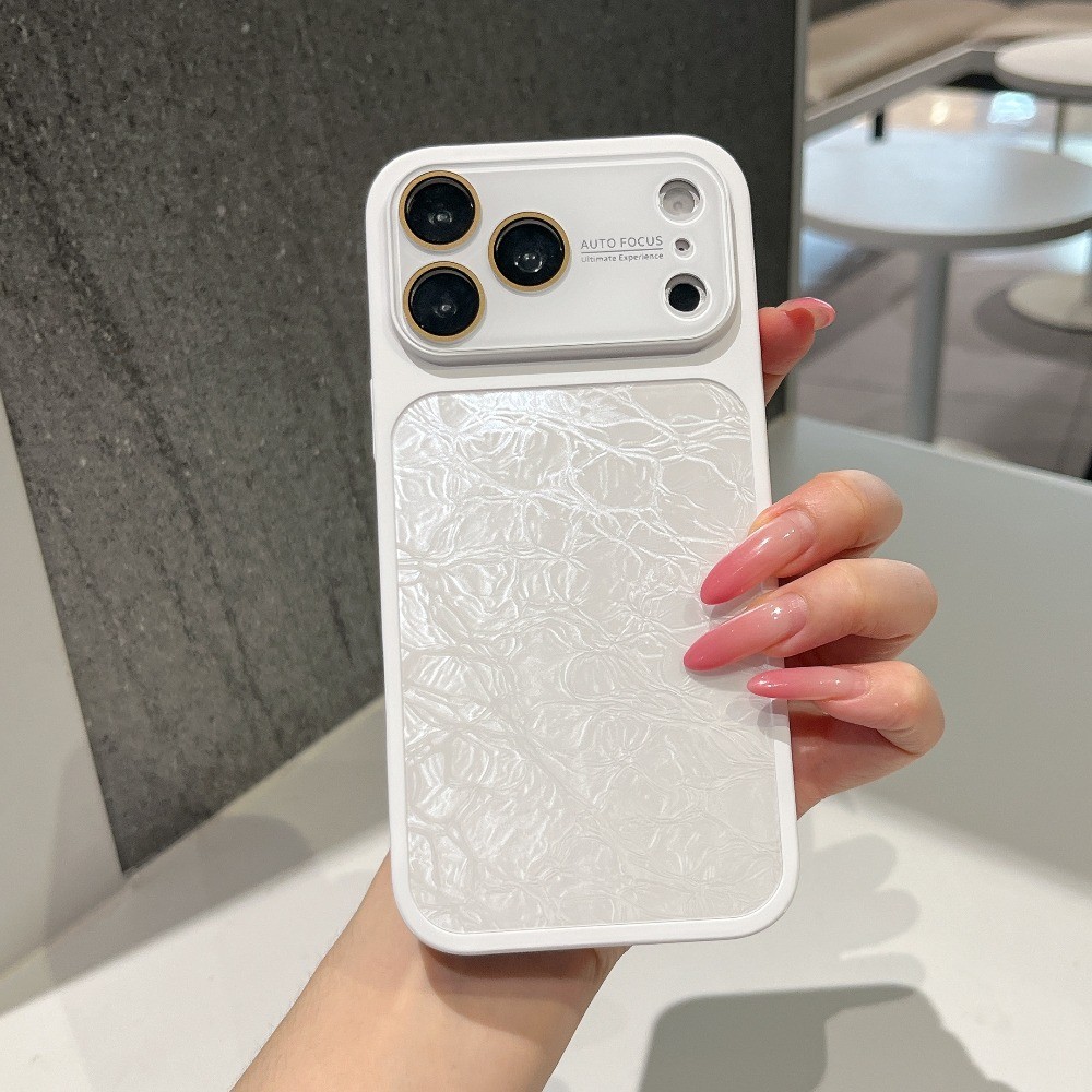 Ice Crack Shimmer Kết cấu nếp nhăn Full Lens Chống trầy xước Vỏ điện thoại chống sốc cho IPhone 17 1