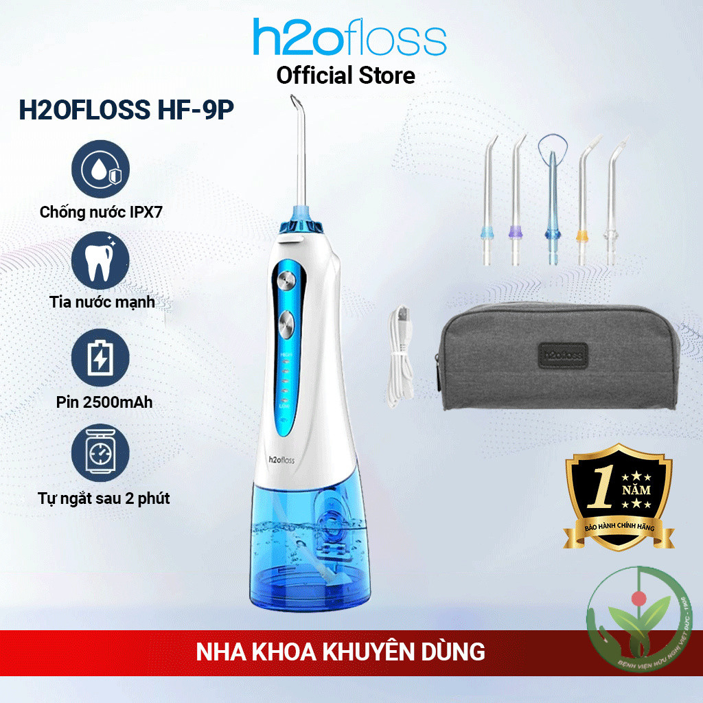 Máy tăm nước H2OFLOSS HF-9P/HF-6/HF-10 mini xịt sạch khuẩn chống nước IPX7 pin 2500mAh