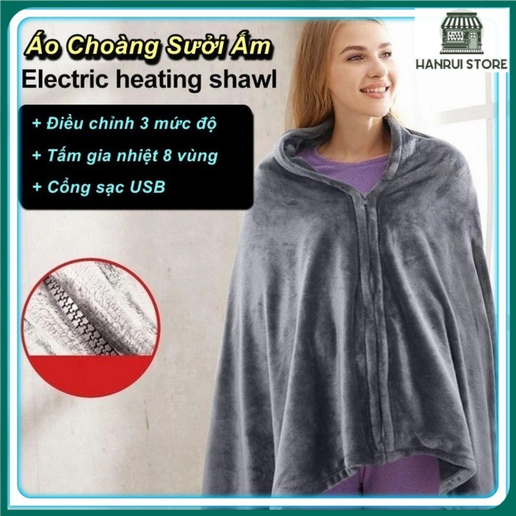 Áo Choàng Sưởi Ấm Coral Flannel Heated 8-Zone Cao Cấp 🔰Hanrui Store🔰