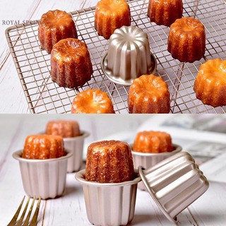 ROYALSPRING 6 Khuôn Canele Nhỏ Chống Dính Chảo Canele Muffin Khuôn Cupcake Máy Nướng Bánh Mì Thép Carbon Chảo Bánh Ngọt Khuôn Cupcake Giá Đỡ QDD