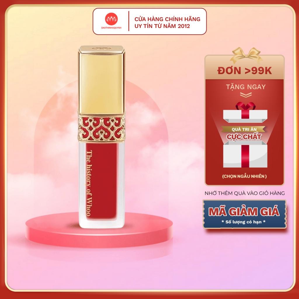 Son kem lì The history of Whoo Velvet Lip Rouge Màu 45 - son lì cao cấp màu đỏ thuần whoo chính hãng