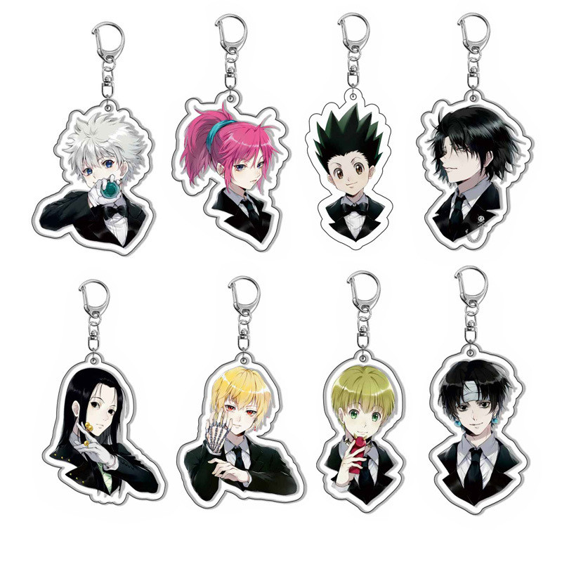 Anime Full Time HUNTER Keychains Cartoon Character GON · FREECSS Killua Zoldyck Acrylic Pendant Bag 