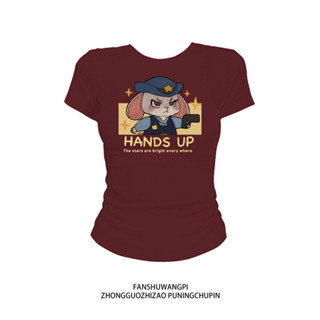  áo thun ôm body nữ  Thỏ cảnh sát  áo girl phố style xinh áo thun cổ tròn  CLOT  baby tee local brand 