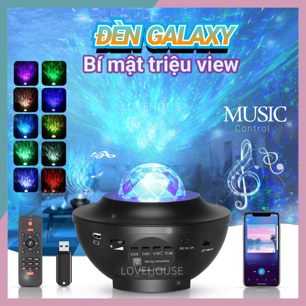 Dèn Led Galaxy Cực Quang、Đèn Phòng Có Loa Bluetooth，Decor Phòng Ngủ, Điều Khiển Từ Xa đèn Chiếu Sao
