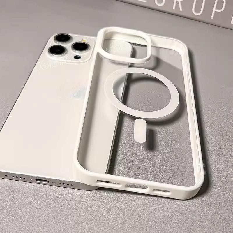 Ốp điện thoại từ tính trong suốt Ốp lưng iPhone17 16 15 14 13 12 11 Pro Max 7 8 Plus XR XS Max có sạc không dây