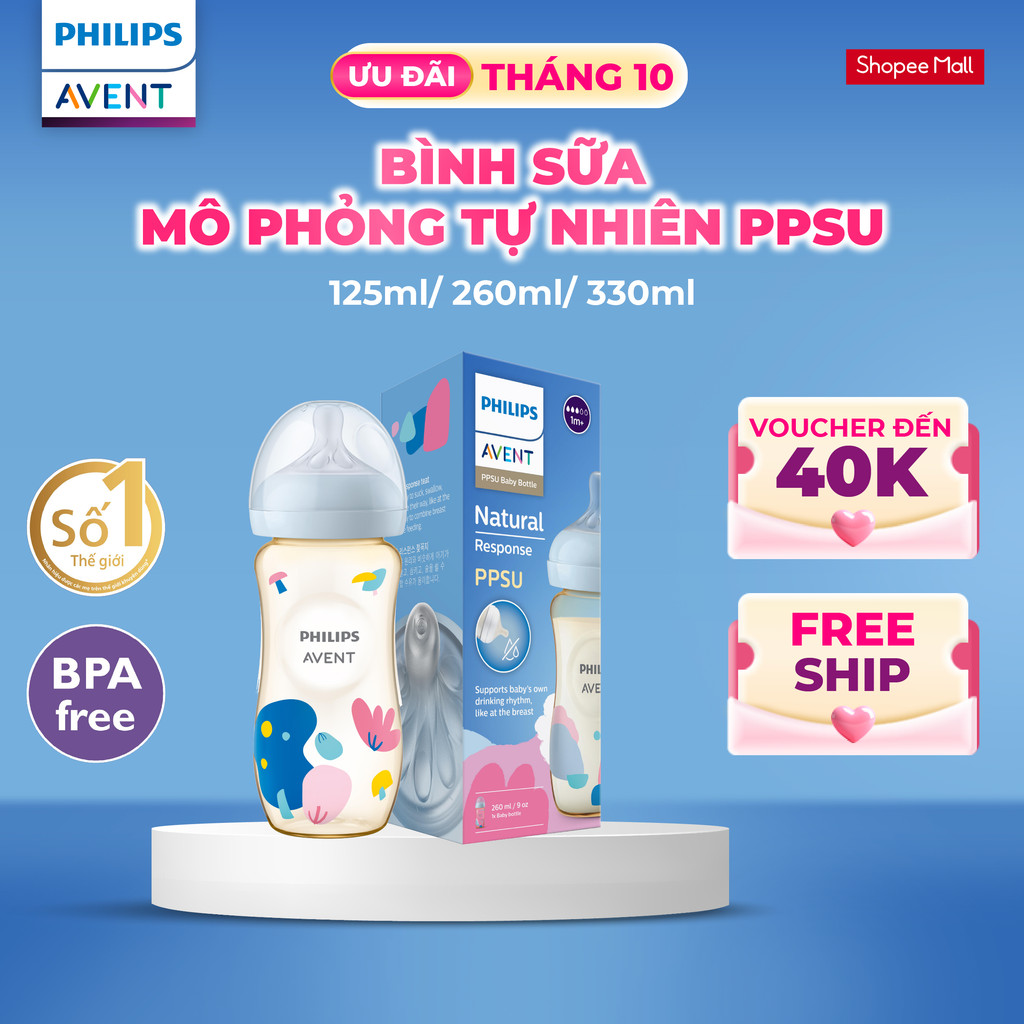 Bình Sữa Mô Phỏng Tự Nhiên Mới PPSU Philips Avent Natural Response 125ml 260ml 330ml