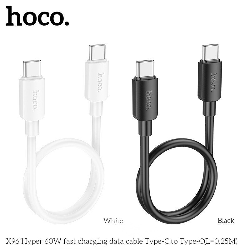 Cáp sạc ngắn 25cm Hoco X96 Hyper cổng Type C to Type C PD60W / TypeC to IP PD27W