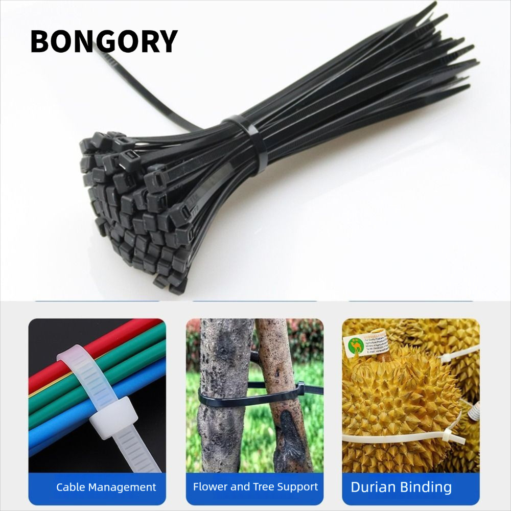 BONGORY Nylon Cable Tie Buckle, Cable Tie Retainer Multipurpose Heavy Duty Nylon Zip Ties, Self-Lock