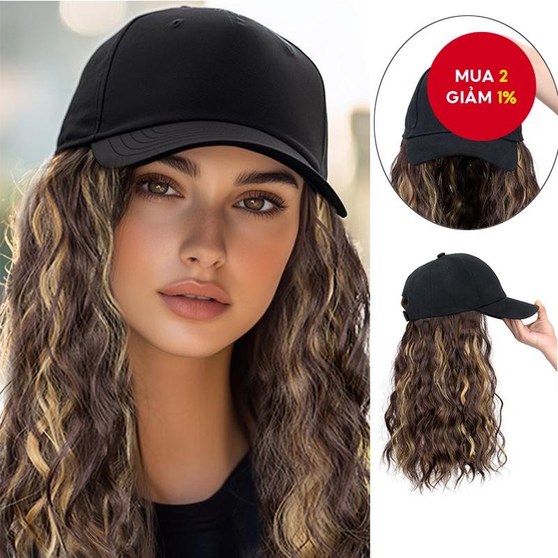 Tóc giả mũ gợn nước 18 Inch - Bộ tóc giả tổng hợp dành cho nữ mặc tự nhiên cho phong cách dễ dàng