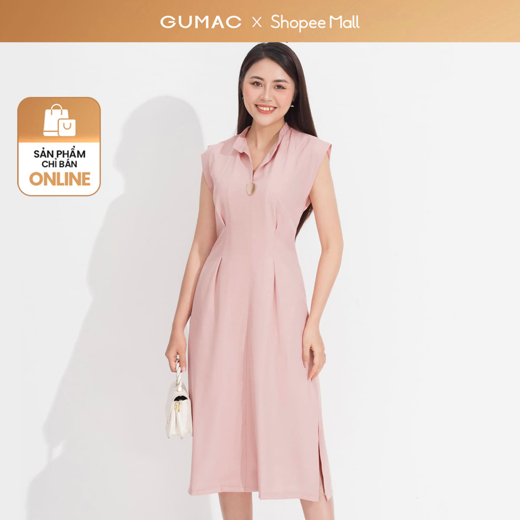 Đầm nữ GUMAC form A xếp ly eo  DD05053