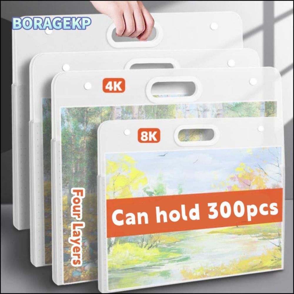 Thư mục tập tin BORAGEKP, Túi lưu trữ giấy vẽ tranh A2 / A3 / A4 chống nước, Album ảnh bốn lớp di độ