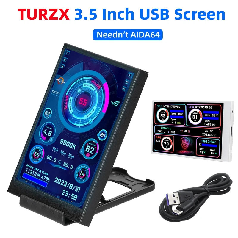 Màn hình thứ cấp 3,5 Inch IPS Type C cho máy tính CPU GPU RAM HDD Hiển thị 320 * 480 Màn hình LCD US