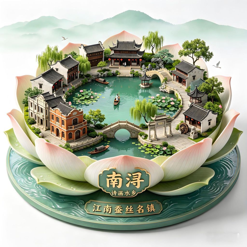 Nan Huzhou Lưu Niệm Jiangnan Huzhou Kim Loại Nhãn Dán Tủ Lạnh Từ Tính Chiết Giang Hàng Châu Quà Lưu 