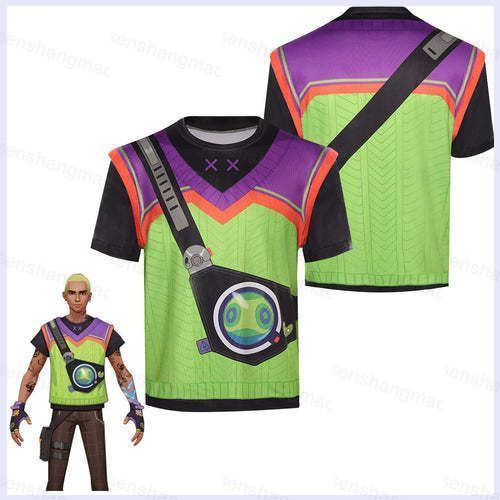 PS2 GIÁ TRỊ Gekko Cosplay Vải Full Graphic Áo thun mùa hè Anime Tay Ngắn Top SP2