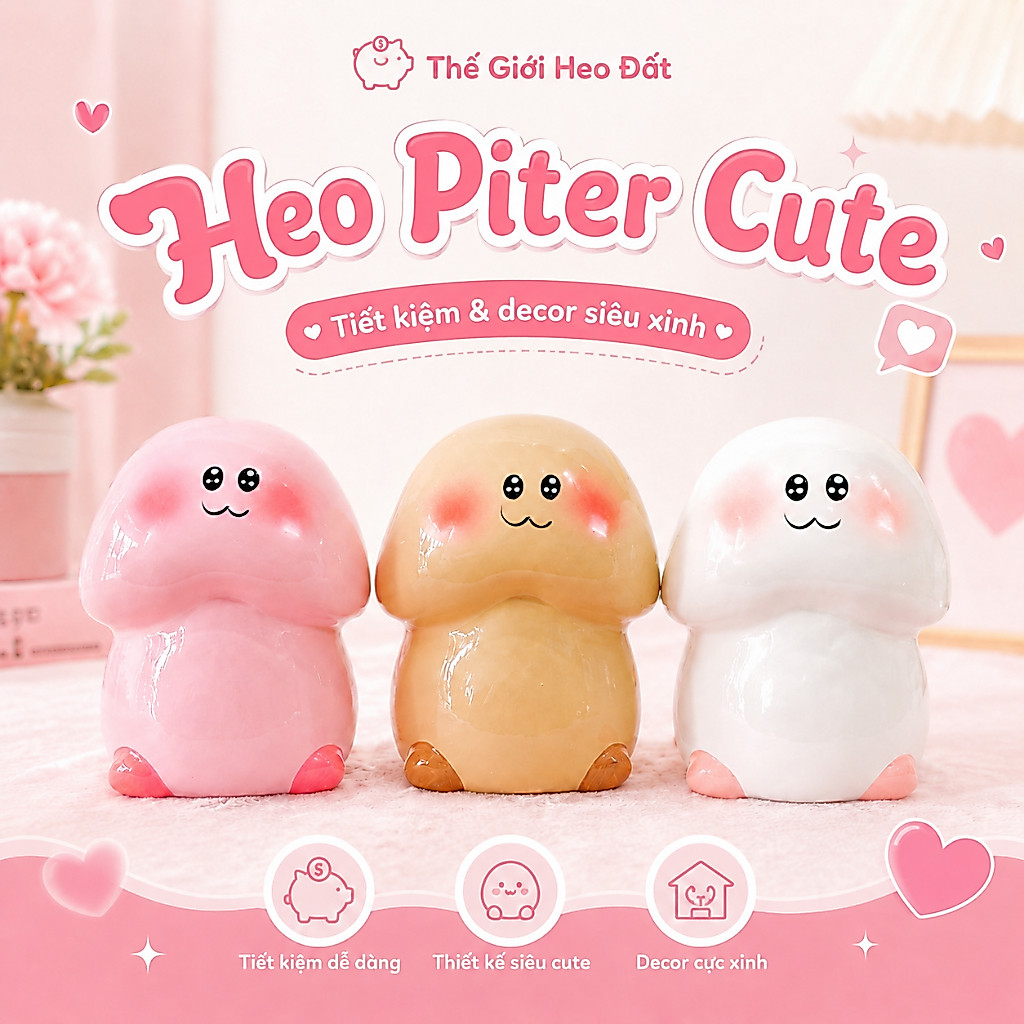 Heo đất tiết kiệm đẹp hình con ciu cute dễ thương 2026, ống con lợn size to lớn hình con ciu ,người 