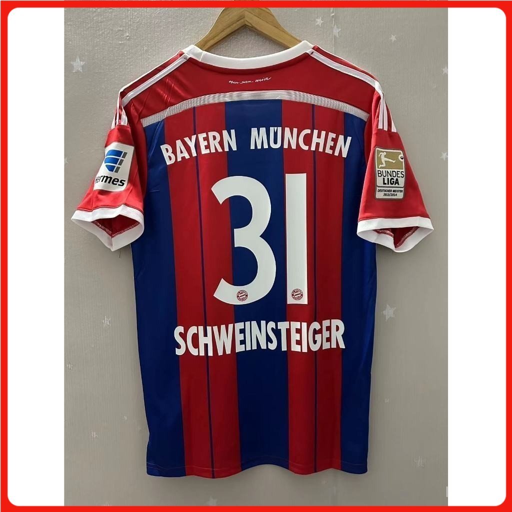 14-15 Bayern Munich LEWANDOWSKI ROBBEN LAHM SCHWEINSTEIGER Premium Retro Home Football Jersey Cá Tín