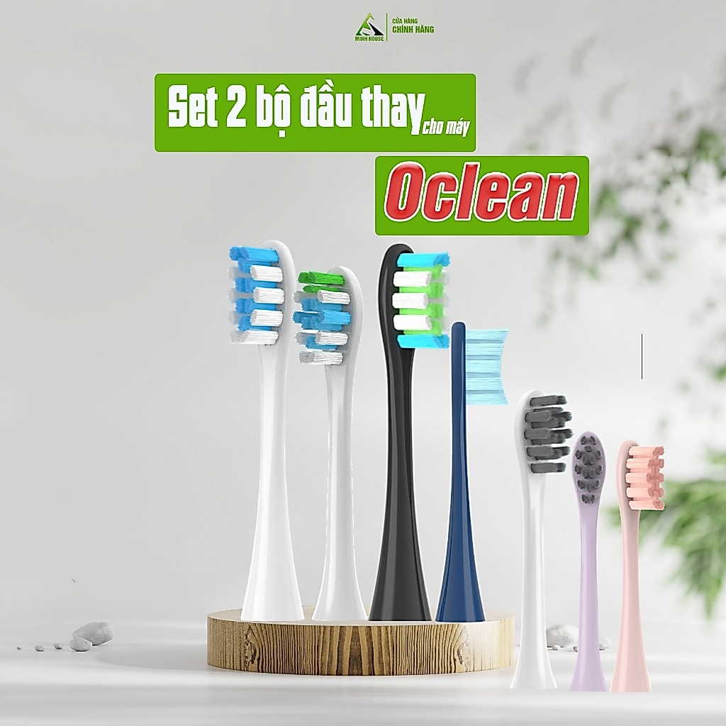 Cho máy Xiaomi Oclean X10,Idol,Pro,Air,Flow...All Model, Bộ 2 đầu bàn chải đánh răng điện Minh House