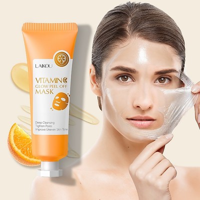 Laikou Vitamin C Glow Peel Off Mask Với Niacinamide Hyaluronic Acid Làm sạch sâu Làm săn chắc lỗ chân lông Da mịn 50g