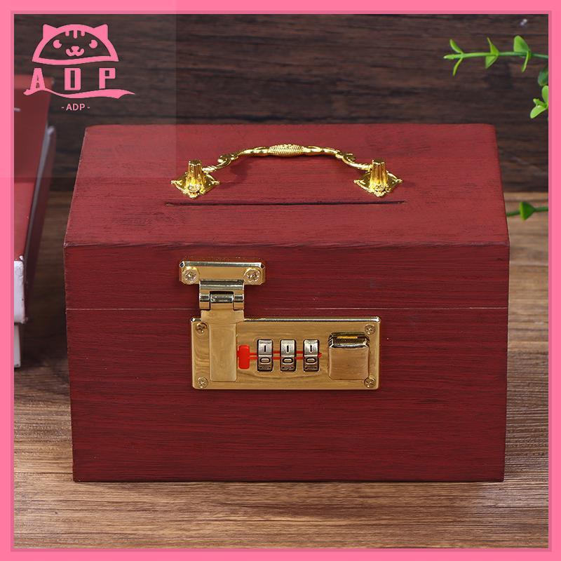 [ADP] Hộp Gỗ Mật Khẩu Lo Tiết Kiệm Tiền Hộp Đựng Tiền Xu Heo Đất Có Lo Hộp Kho Báu Cho Thẻ Dollars C