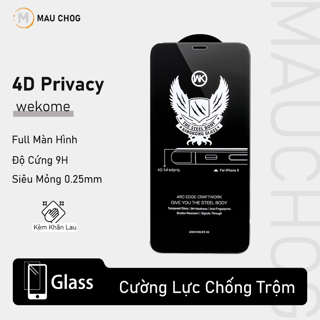 [Ko Hộp] Kính Cường Lực WK Chống Nhìn Trộm Trong Suốt Cho Điện Thoại iPhone 17 Pro Max 16 15 14 13