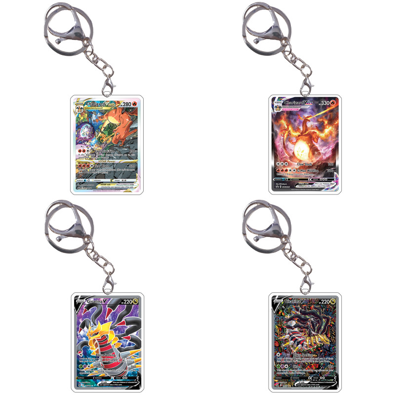 Pokemon Keychain Card Style Charizard Eevee Mew Giratina Vulpix Promo Anime Game Characters Self