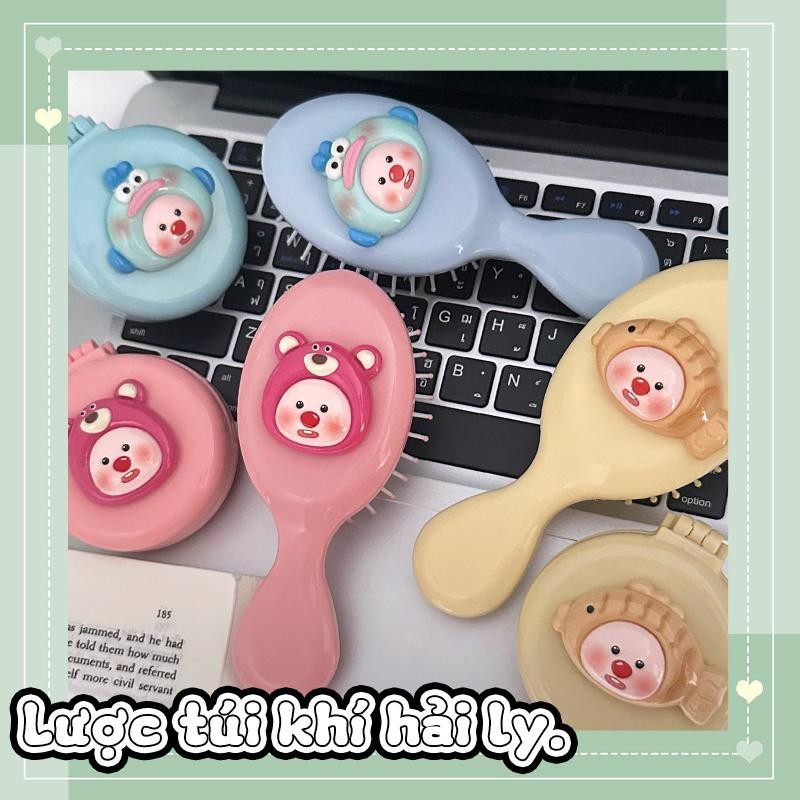 Gương Kèm Lược Chải Tóc Loopy  – Thiết Kế Gấp Gọn Tiện Dụng, Nhiều Hình Hoạt Hình Dễ Thương, Xinh Xắ