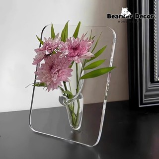 Lọ Hoa Decor Để Bàn Trong Suốt Nhựa Acrylic, Khung Ảnh Cắm Hoa Độc Đáo Trang Trí Nhà Cửa