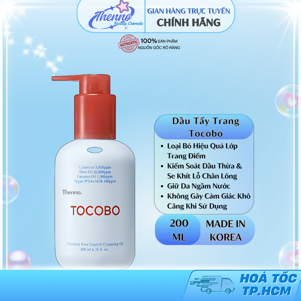 Dầu Tẩy Trang Thuần Chay Sạch Sâu, Dịu Nhẹ Tocobo Calamine Pore Control 200ml Hàn Quốc