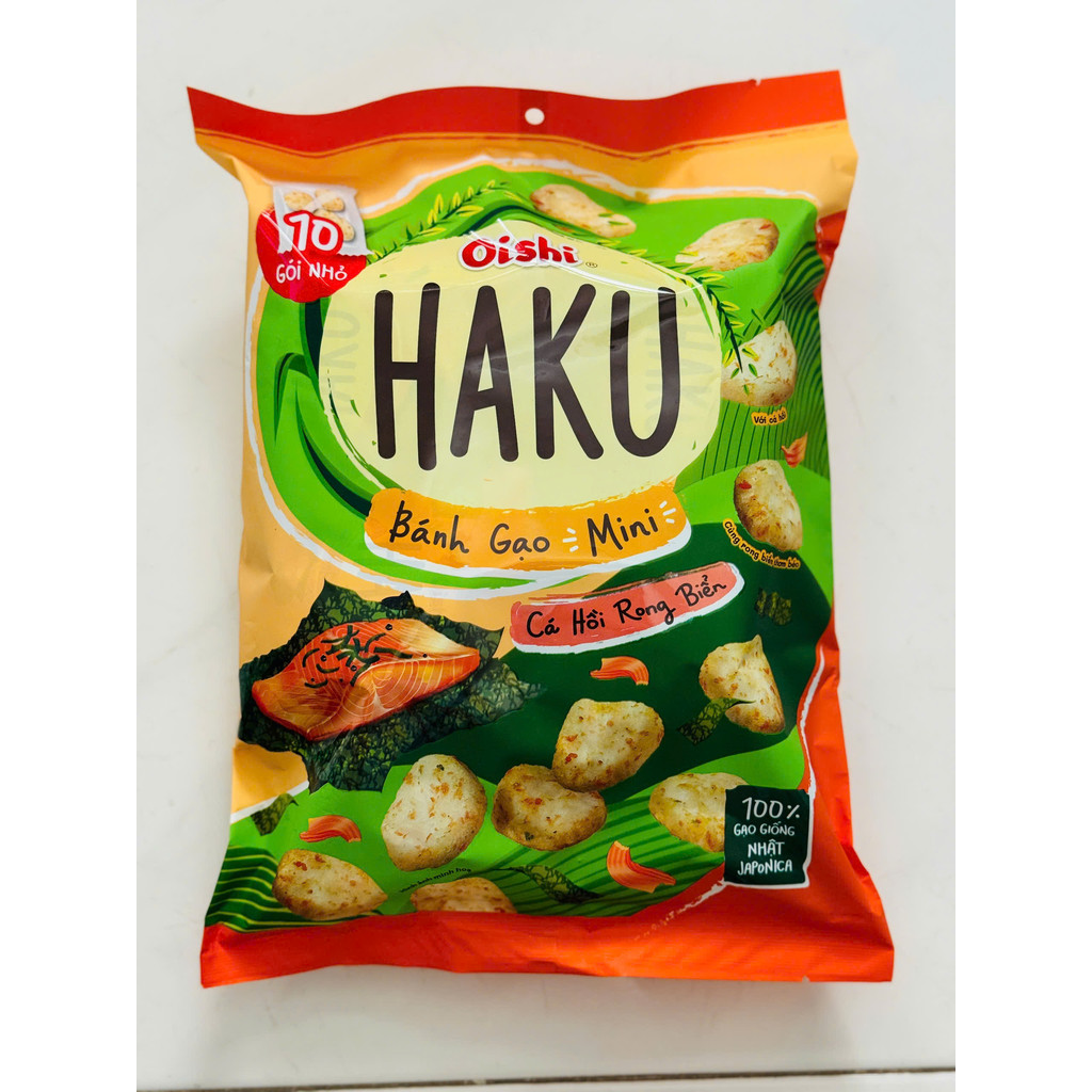 Bánh Gạo Mini Haku Vị Cá Hồi Rong Biển Oishi (Gói 150g)