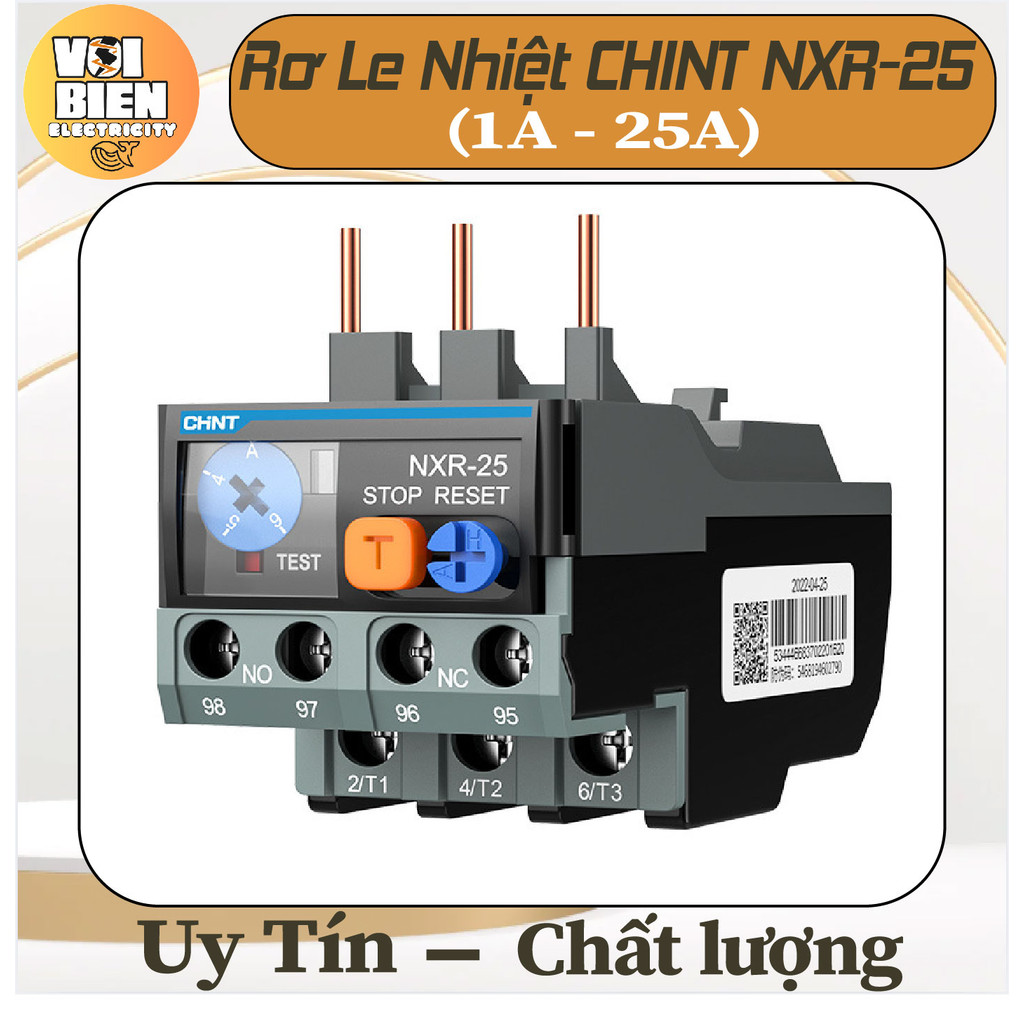 [CHÍNH HÃNG 100%] Rơ le nhiệt CHiNT NXR-25 dải dòng từ 1A-25A lắp cùng NXC- 09 đến NXC-38, rơle nhiệ