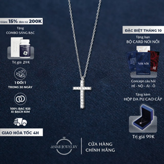 Dây chuyền bạc Ý 925 Thánh Giá đính đá  Asimi, Dây chuyền bạc nữ thập tự giá The Cross DC43
