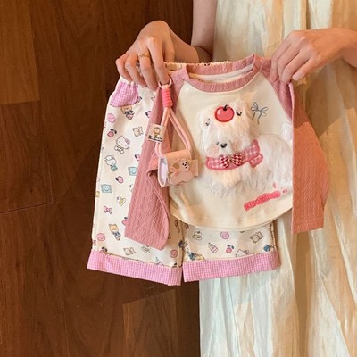 Set Thu Đông Áo Tay Dài  Cún Quần Ống Rộng Cho Bé Gái 1-8 Tuổi MINTSCLOSET Quảng Châu - GA2443