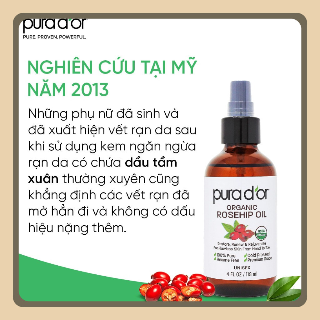 Dầu tầm xuân USDA PURADOR roseship oil/ Vitamin E Oil/ Organic Argan Oil 118ml