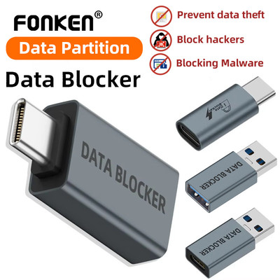 Fonken Chỉ để sạc Bộ chặn dữ liệu USB Bảo vệ chống nước ép Jacking Từ chối hack USB Type-C Defender Bảo vệ an toàn Bảo vệ quyền riêng tư