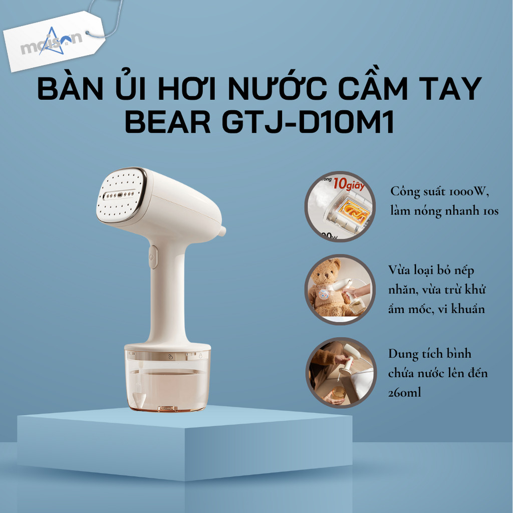 Bàn ủi hơi nước cầm tay 1000W Bear GTJ-D10M1 | Công suất 1000W - Bảo Hành 18 Tháng