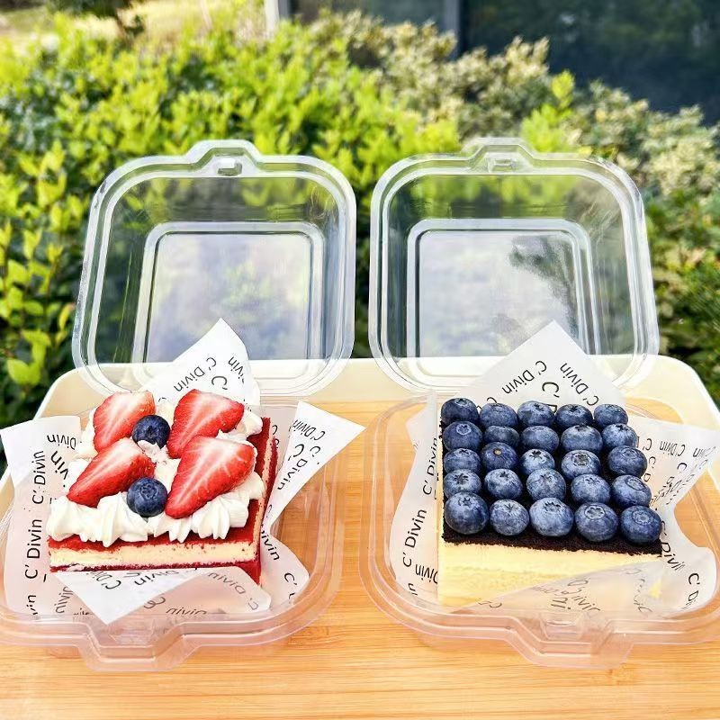 LM 50 chiếc Hộp trưng bày vỏ sò trong suốt | Hộp đựng nắp vòm cho bánh cupcake, bánh Mini, Tiramisu 