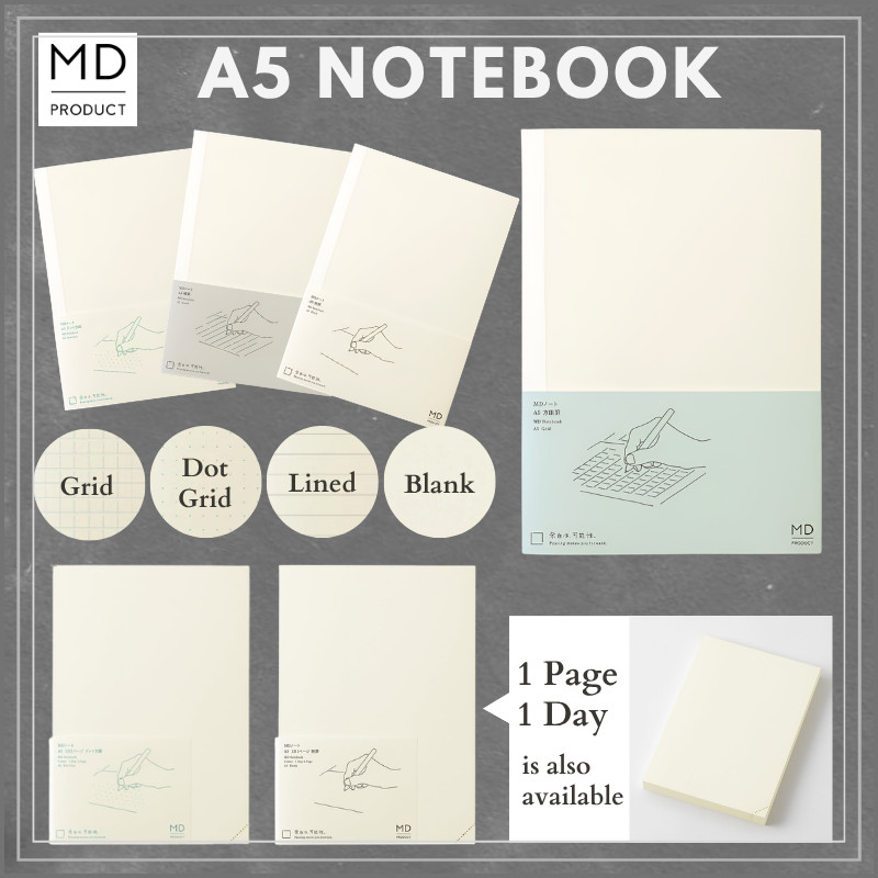 MIDORI MD Notebook MD paper A5 GRID/ LINE/ BLANK/ DOT MD PRODUCT DESIGNPHIL, Journal Japan