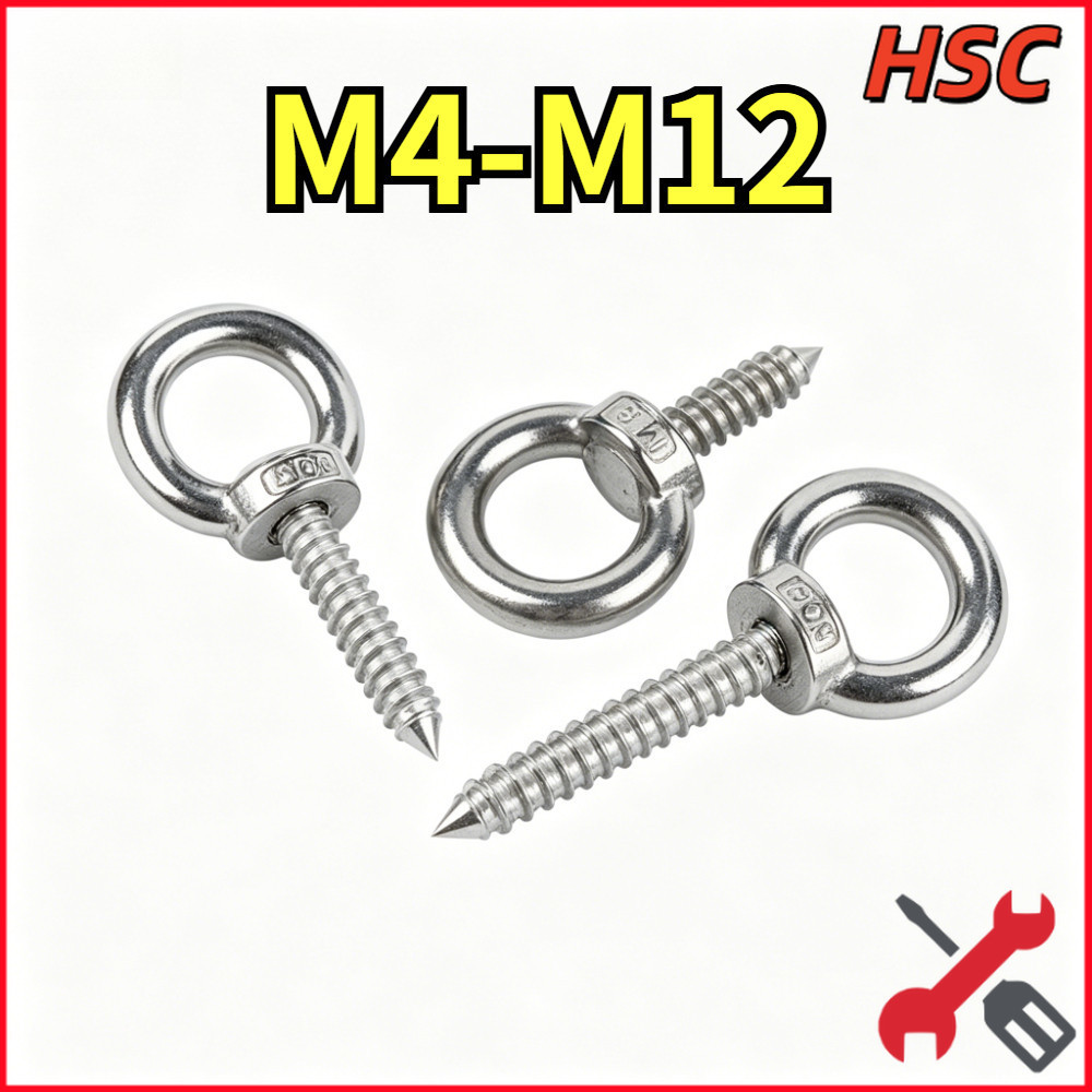 INOX 304 Ốc vít tự ren Vòng nâng bằng có vòng móc M4*16 M4*20 M4*25 M4*30 M4*40 M4*50 M5*16 M5*20 ch