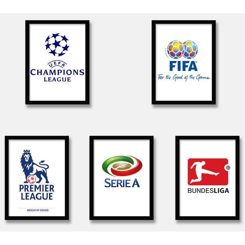 Champions League Premier League Serie A Bundesliga Ligue 1 La Liga Logo Không Khung Vải Chống Thấm N