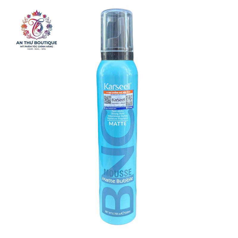 MOUSSE BỌT TẠO KIỂU TÓC KARSEELL BNC MATTE BUBBLE XANH 200ML .AT